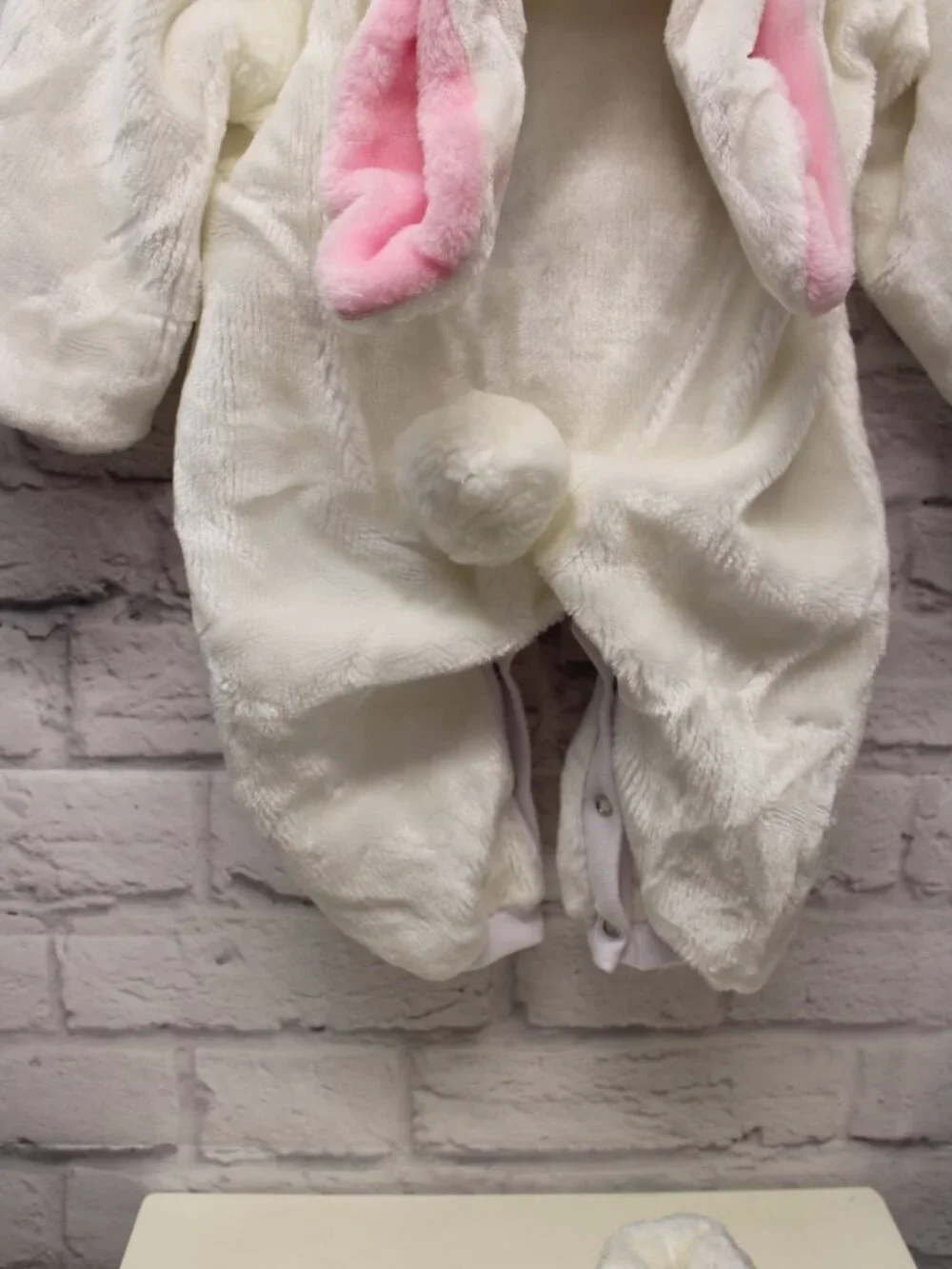 Spencer Gifts 18-24 Months White Bunny Costume Halloween Hooded Detached Footies